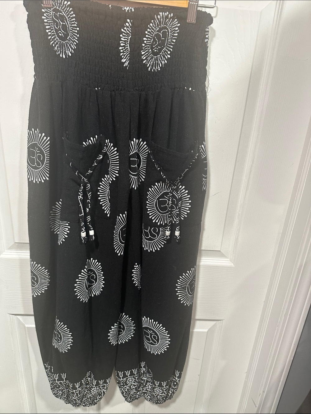 Black Boho Sun Print Harem Pants (One size)